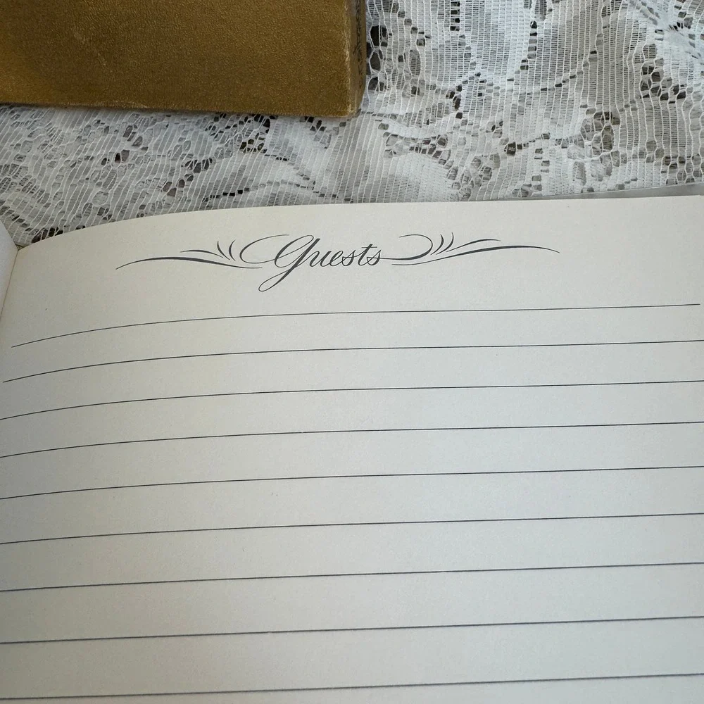 Vintage CR Gibson Our Golden Wedding Anniversary Guest Book Gold Boxed MCM Retro